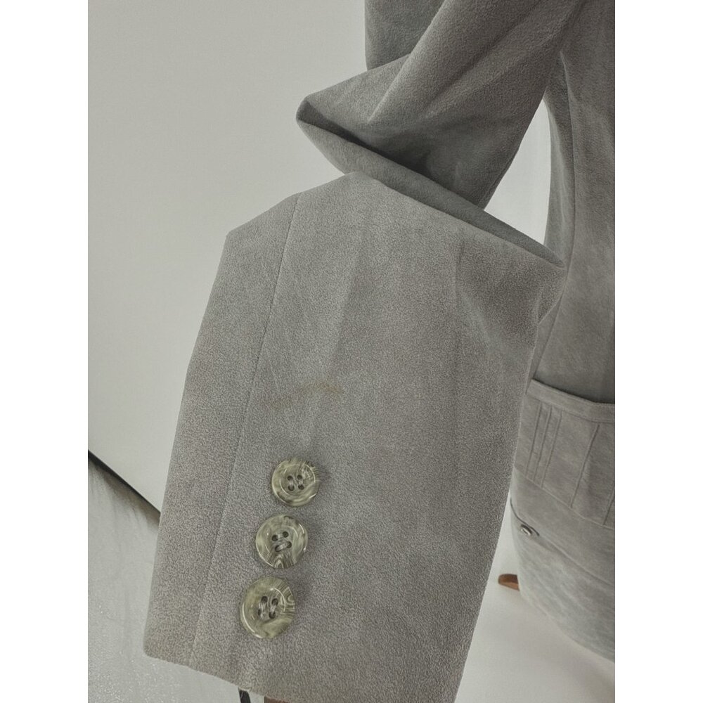 Vintage Yves St Simon Grey Suede Leather Skirt Suit  Two-Piece - Picture 15 of 16